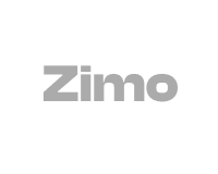 The image displays the word Zimo in a modern, bold, gray font on a white background.